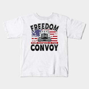 END THE MANDATES - FREEDOM CONVOY 2022 - USA FLAG HEARTS BLACK LETTERS Kids T-Shirt